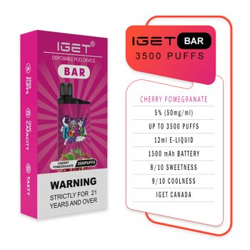 IGET Bar 3500 Puffs Cherry Pomegranate Specifications