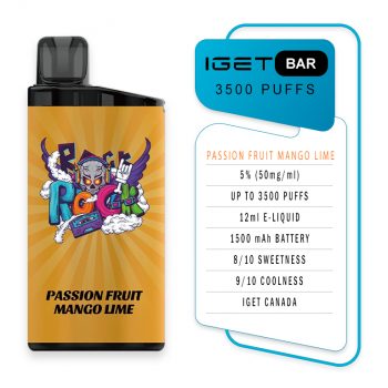 IGET Bar 3500 Puffs Passion Fruit Mango Lime Specifications