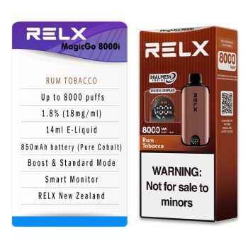 RELX MagicGo 8000 Puffs Rum Tobacco Specifications